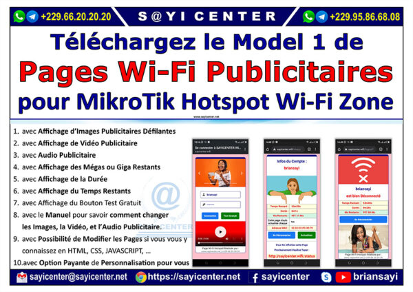 Model 1 de Pages Wi-Fi Publicitaires pour Hotspot Wi-Fi Zone MikroTik