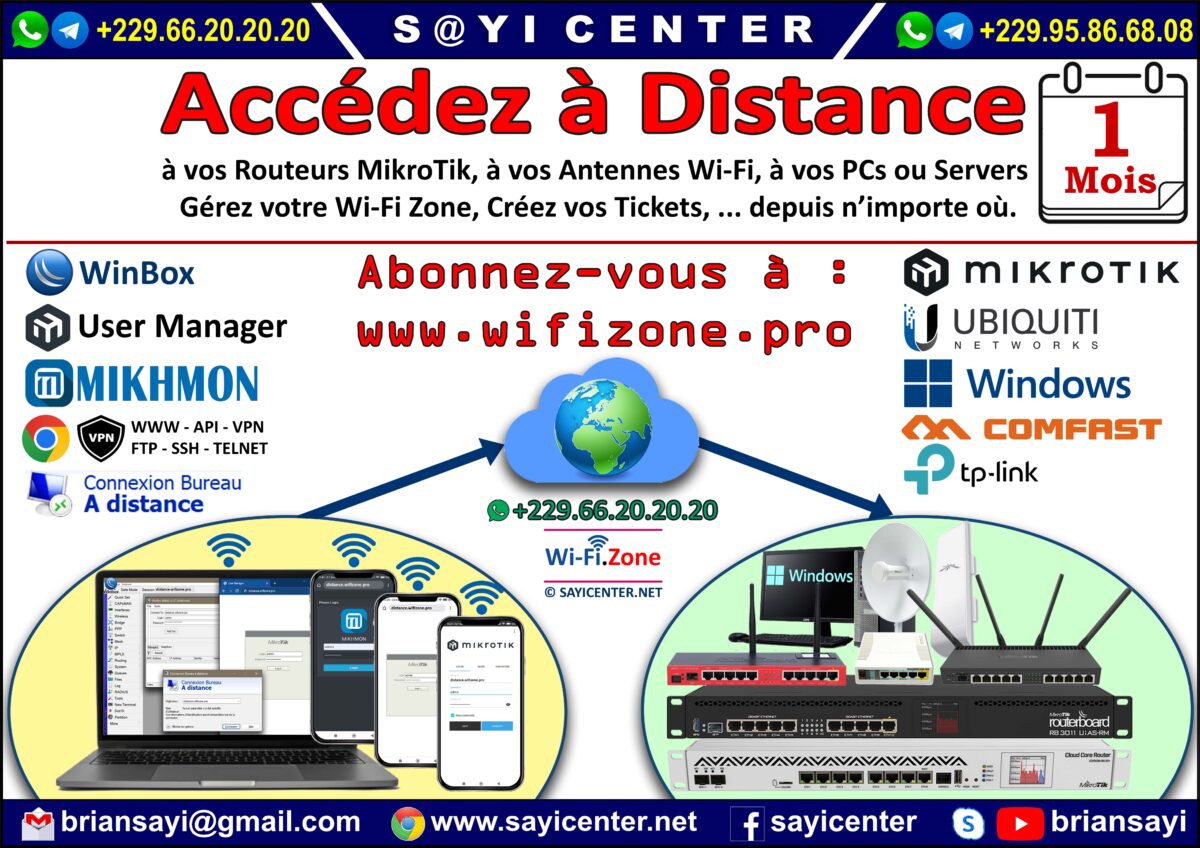 ACCÉDEZ À DISTANCE 1 MOIS Abonnement 01 Mois - Accès à Distance à votre MikroTik Wi-Fi.Zone – Image 1