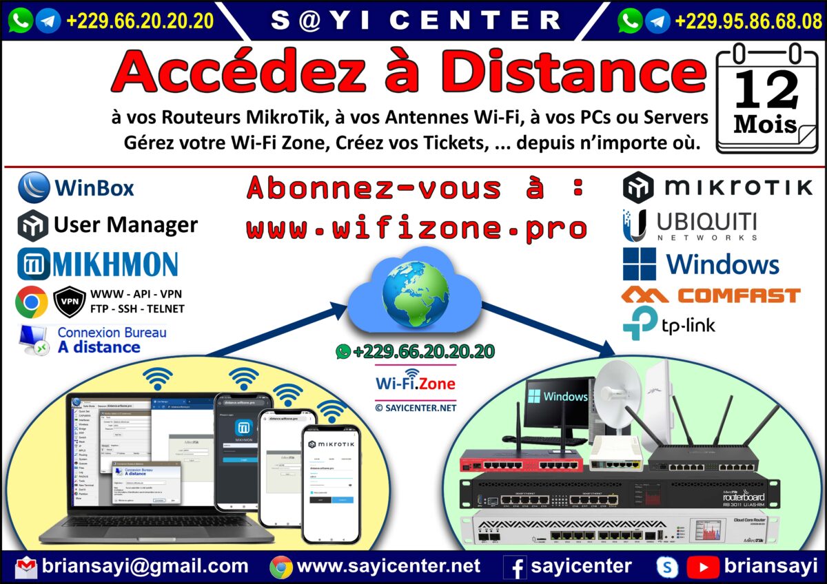 ACCÉDEZ À DISTANCE 12 MOIS Abonnement 12 Mois - Accès à Distance à votre MikroTik Wi-Fi.Zone – Image 1