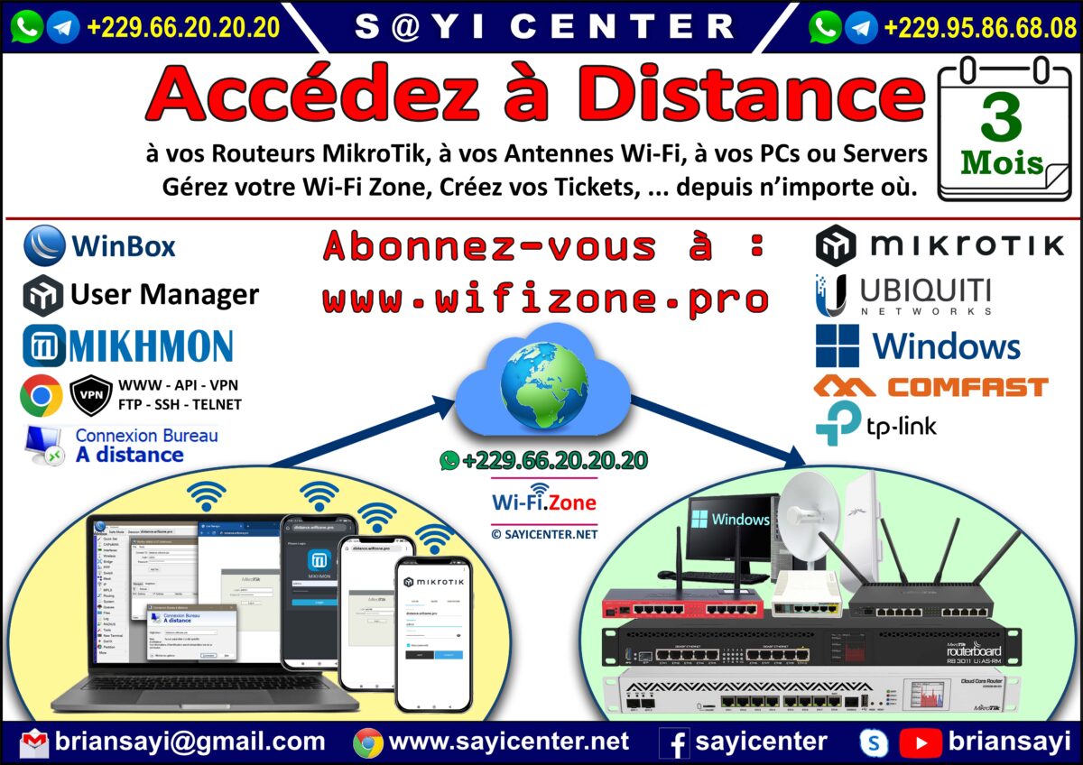 ACCÉDEZ À DISTANCE 3 MOIS Abonnement 03 Mois - Accès à Distance à votre MikroTik Wi-Fi.Zone – Image 1