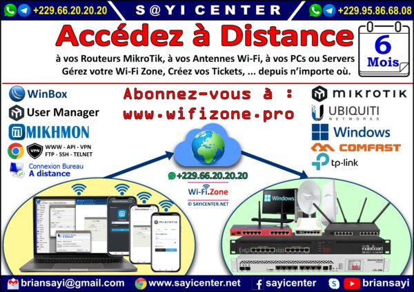 Abonnement 06 Mois - Accès à Distance à votre MikroTik Wi-Fi.Zone
